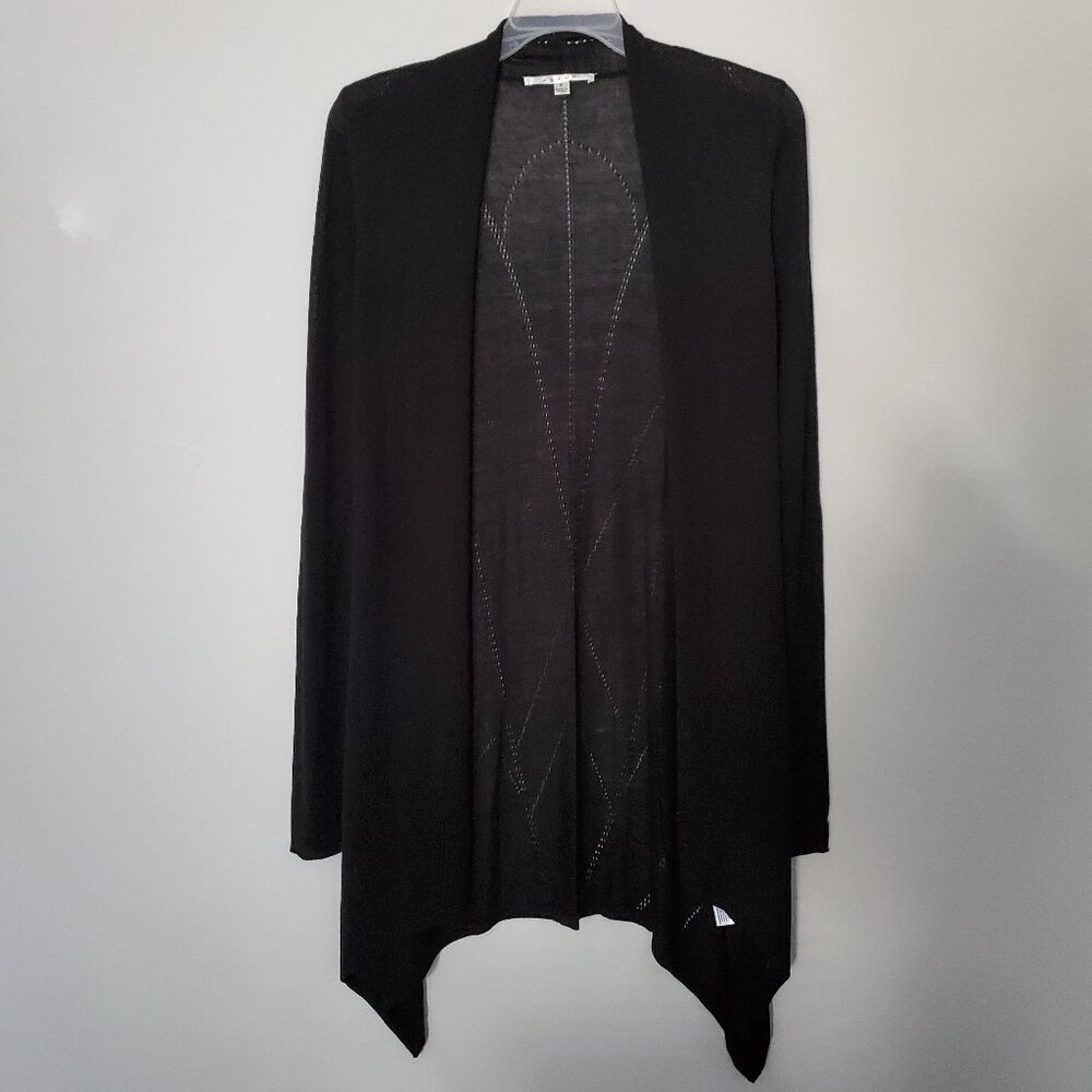 NEW Cyrus Black Asymmetrical Open Front Draped Cardigan Small